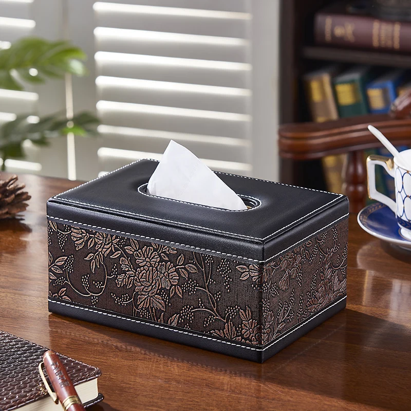 

European Style Tissue Box Leather Desktop Creative Modern Tissue Box Fashion Paper Napkins Simple Tissue Boxen Home Decor DJ60TB