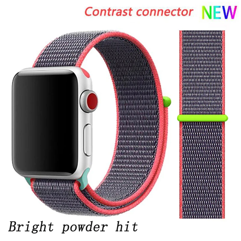 Bright powder 2 hit Ремешок для apple watch 5 4 band correa apple watch 42 мм 44 мм 38 мм 40 мм iwatch series 5 4 3 2 1 нейлоновый браслет pulseira - Цвет ремешка: Bright powder 2 hit