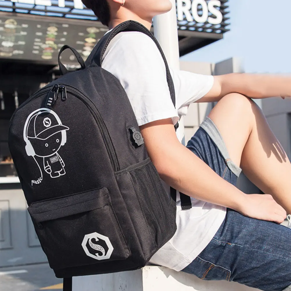 

Горячий рюкзак, Светящийся рюкзак, школьные сумки для мальчиков и девочек, мультяшная книжная сумка, фосфоресцирующий usb-порт для зарядки D6