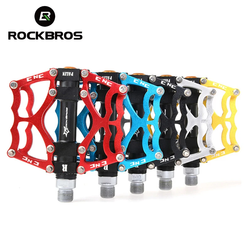 ROCKBROS, сверхлегкие велосипедные педали с подшипником, MTB, алюминиевая ось, 9/16 дюймов, велосипедные педали, полые велосипедные Плоские Педали, Bmx части для велосипедов
