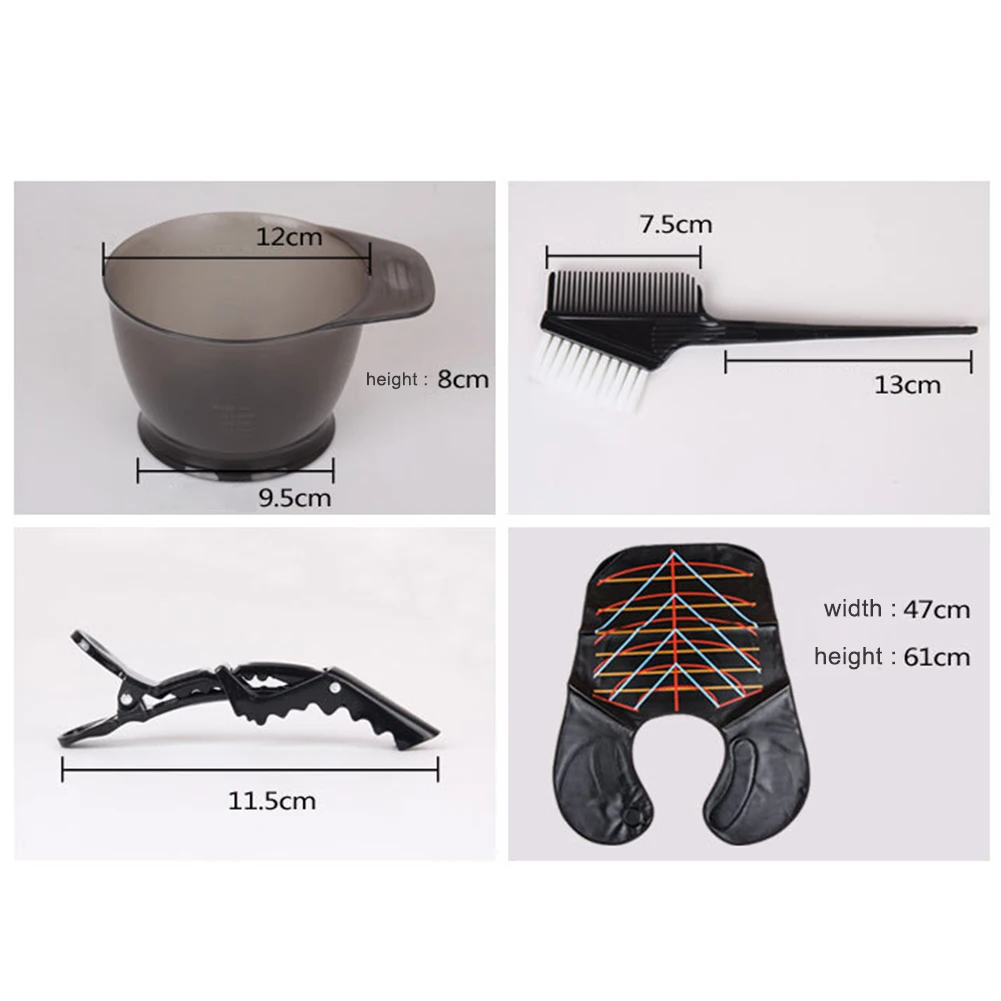 

5pcs DIY Hair Dye Tools Set Hair Tinting Bowl Dye Brush Ear Cover Hairpins Hair Coloring Cape for Salon Home