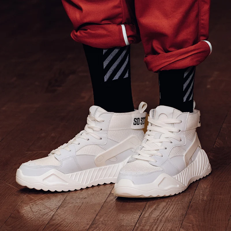 Autumn Winter Casual Shoes For Men Origina High Top Pu Leather Shoe Gray Young Footwear Designer Thick Soled | Обувь