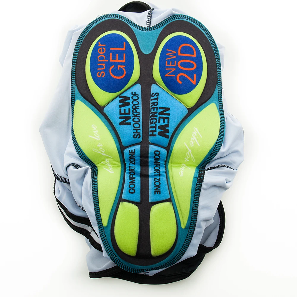 

LUBI Men Whole White Summer Pro Cycling Bib Shorts Gel Pad Shockproof MTB Triathlon Lycra Pants Road Bike Ride Bicycle Tights