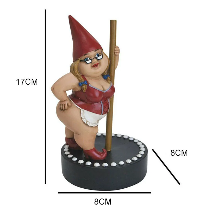 

Newly Garden Pole Dancing Gnome Resin Gnome Statue Indoor/Outdoor Sculpture for Patio Yard or Lawn 17cm