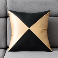 pu soft leather pillow geometry stitching cushion cover customizable sofa decor pillowcase 45x45cm splicing color car pillow