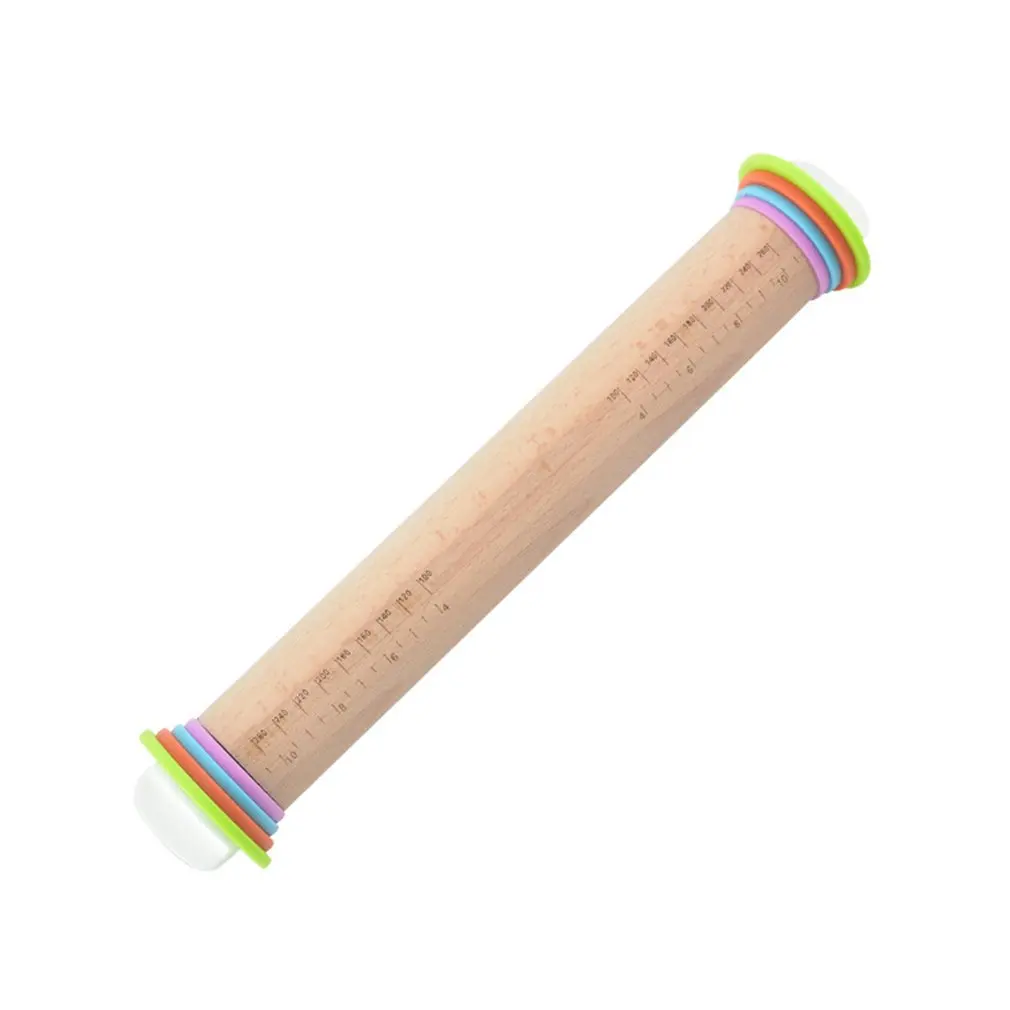 

Adjustable Thickness Scale Rolling Pins Wooden Rolling Embossing Baking Cookies Biscuit Fondant Cake Patterned Roller