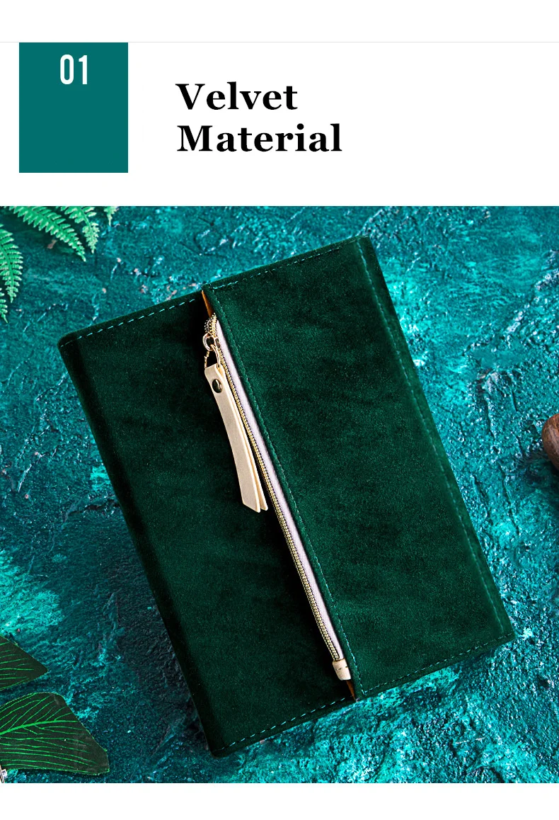 Diary Notebook Pencil case Tri-fold Portable B6 Velvet Office School Supplies Storage Bag Travel Journal Stationary Gift
