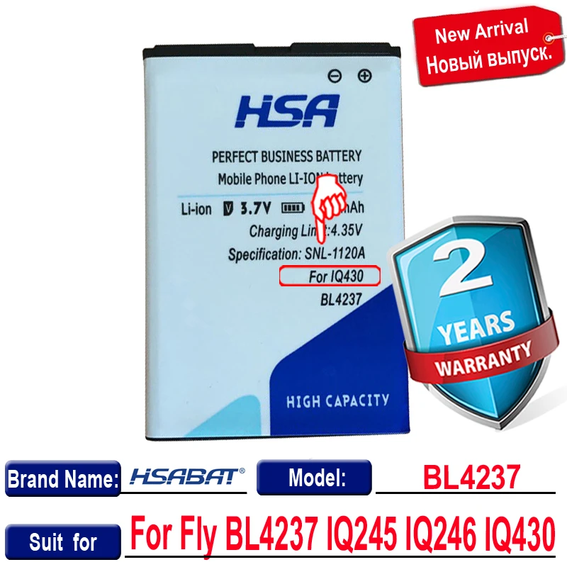 Аккумулятор BL4237 2400 мАч для Телефона Fly IQ245 IQ246 IQ430 мобильный телефон|phone battery store|phone