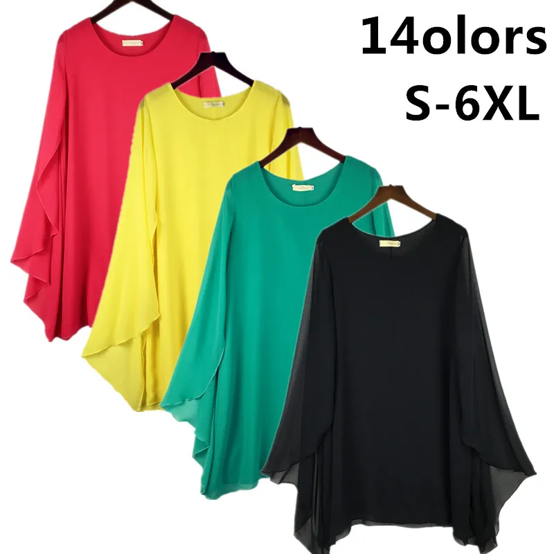 Женское шифоновое платье с рукавом летучая мышь Размеры S 5XL|Женские платья| |