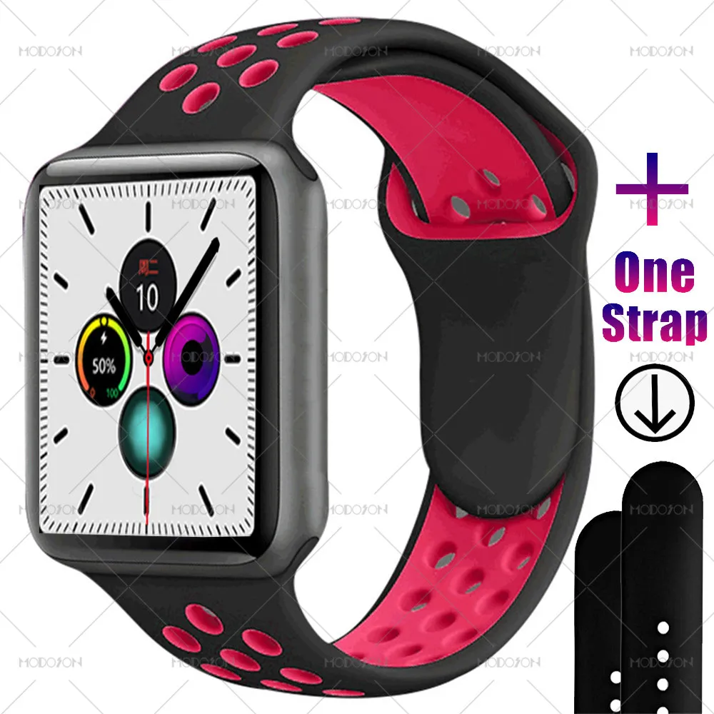 Black Black Red MODOSON, умные часы iwo 12, серия 5, 30, с циферблатом, пульсометр, умные часы, фитнес-трекер, часы для Apple iphone, Android - Цвет: Black Black Red