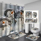 Комплект занавески для душа с Санта-Клаусом, рождественские украшения, домашнее праздничное нескользящее покрытие для сиденья унитаза, коврик для ванной, набор для ванной