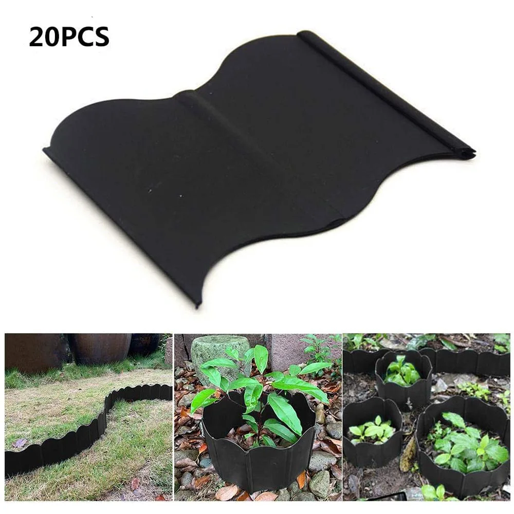 

20Pcs Garden Fence Landscape Edging Kit Plastic Garden Edge Decoration Durable Free-combination Gardening Supplies