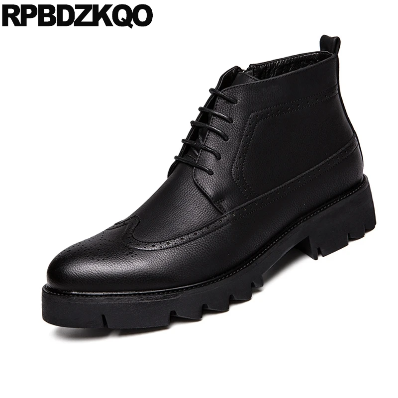 Модные ботильоны полусапожки размера плюс осень обувь с перфорацией типа броги