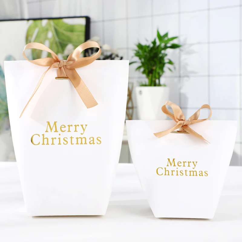 

5 шт. бронзового цвета веселого Рождества Бумага сумка Рождество вечерние мешочки Свадебная конфетная Подарочная коробка для гостей печень...