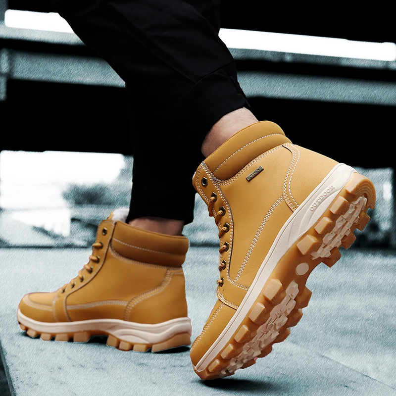 Мужские кожаные ботинки с мехом новые теплые зимние Мужская зимняя повседневная