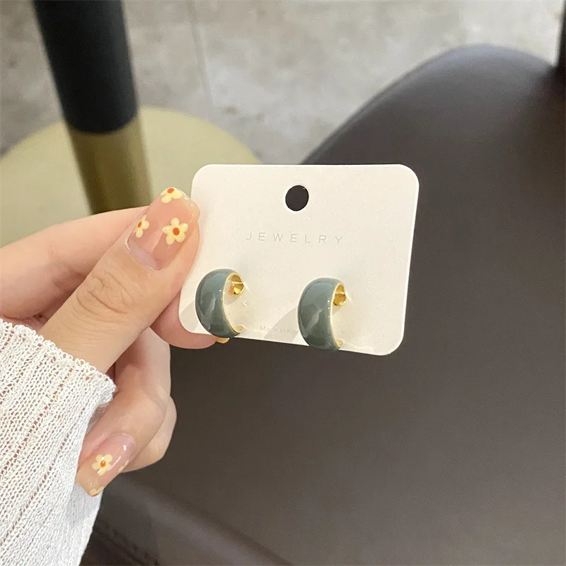 

925 Silver Needle Fashion Women Earrings 2021 Trend Haze Blue Simple Semicircle Girl Wedding Party Dating Earring Jewelry Gift