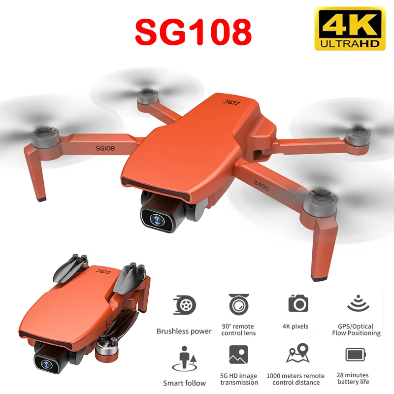 

Дрон SG108, камера 4K HD, GPS, Wi-Fi 5G, FPV, бесколлекторный, 28 мин работы, 1 км, профессиональный Квадрокоптер SG108 PRO SG906 MAX S3