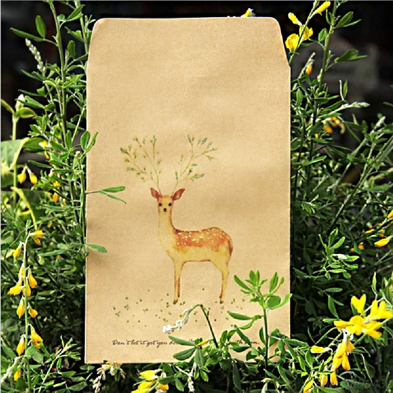 

8 Designs Kraft Paper Deer Envelope Vintage European Postcard For Card Xmas Gift O21 20 Dropshipping