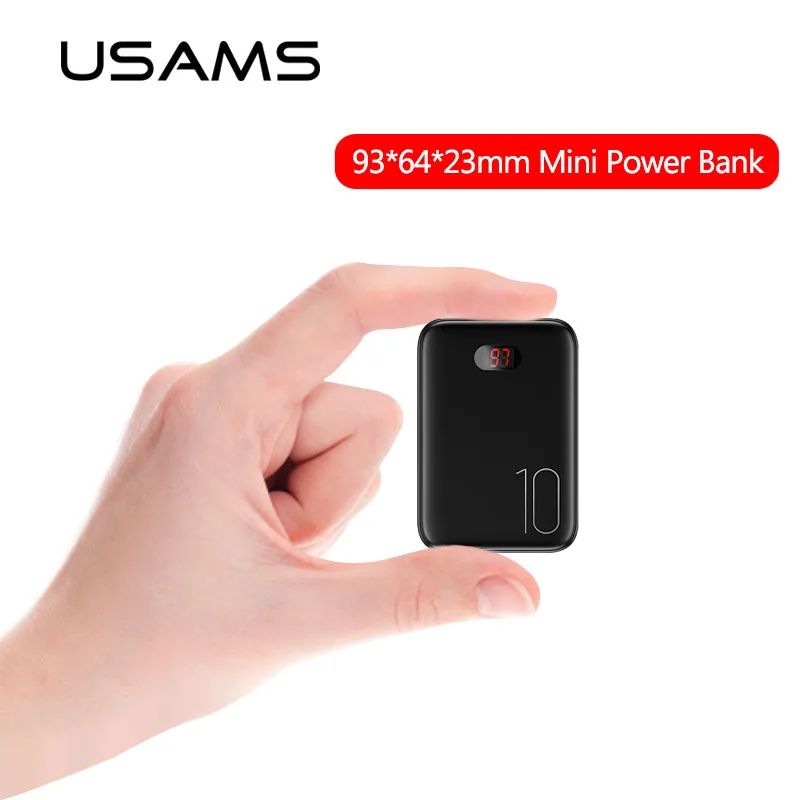 USAMS 10000 мАч Мини power Bank Dual USB bank портативный телефон зарядное устройство s Внешний