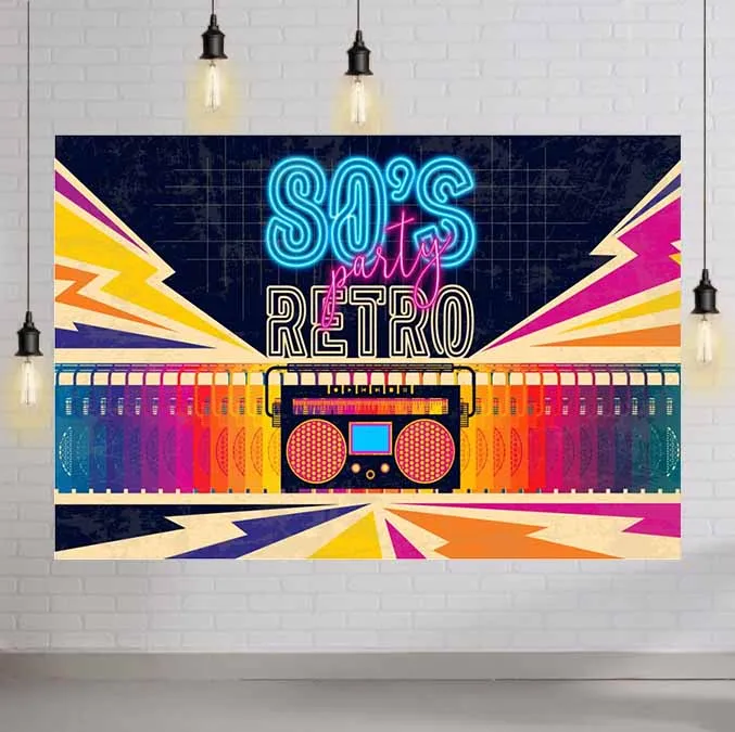 

Retro 80s Party Decorations Banner Photo Studio Booth Background Hip Hop Disco Backdrops for Photography