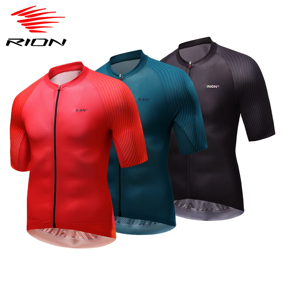 

RION 2021 Summer Motocross MTB Cycling Jersey Man Mountain Bike Clothing Racing Maillot Stripe Men Short Sleeve Shirt Quick-Dry