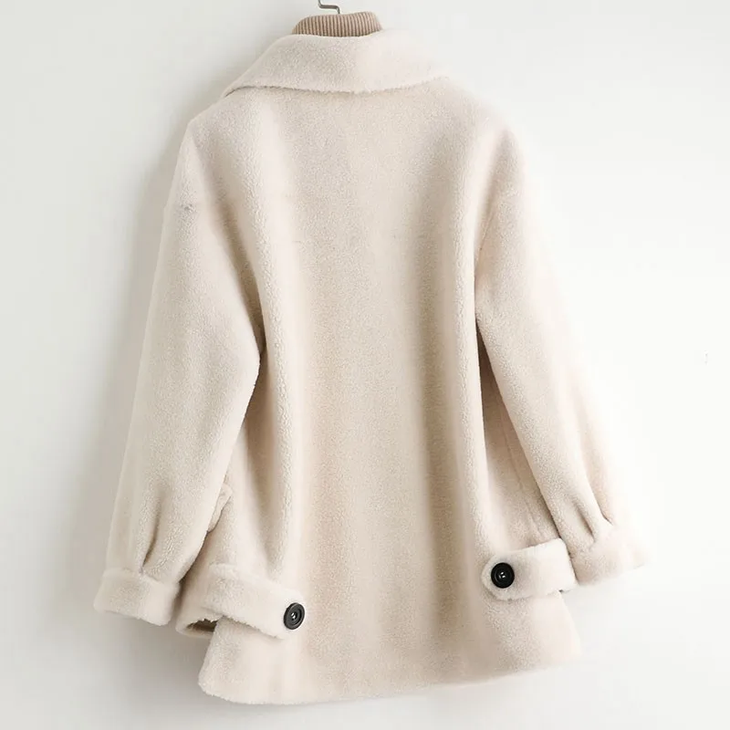 Зимняя женская меховая куртка из смесовой шерсти теплая верхняя одежда пальто