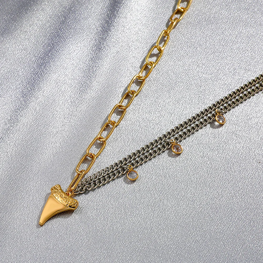 

Цепочка с подвеской в стиле хип-хоп, металлическая цепь с заостренным конусом и кисточкой, подарочное Ювелирное Украшение для вечеривечерн...