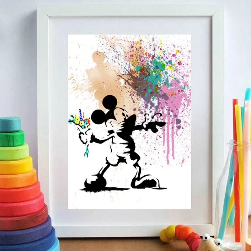 Steet Art Canvas Painting Graffiti Picture Prints Mouse Oil Modern Wall Living Room Home Decor | Дом и сад