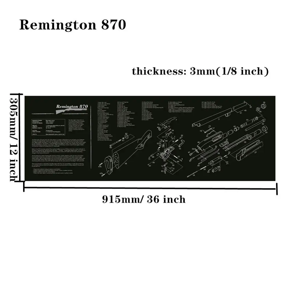 Remington 870 Большой чистящий коврик для ружья AR15 AK47 Glock 1911 SIG винтовка пистолет оружейный оружейник разборка ремонт набор инструментов для сборки скамьи колодки - Цвет: Remington 870