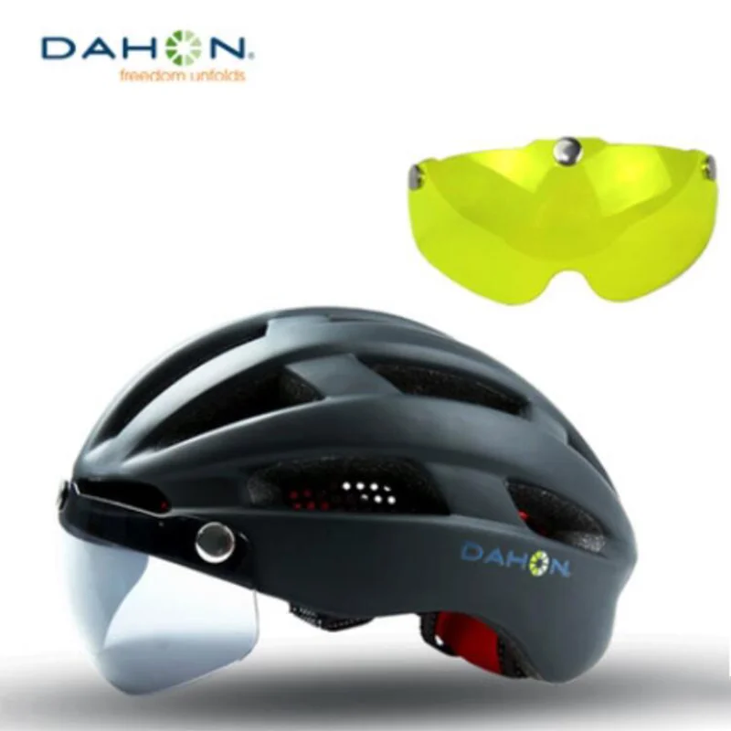 

Outdoor Road Mountain Bike Helmet with Rear Light In-mold Riding Cycling Helmet with Visor & TT Lens Sports Mtb Bicycle Helmet