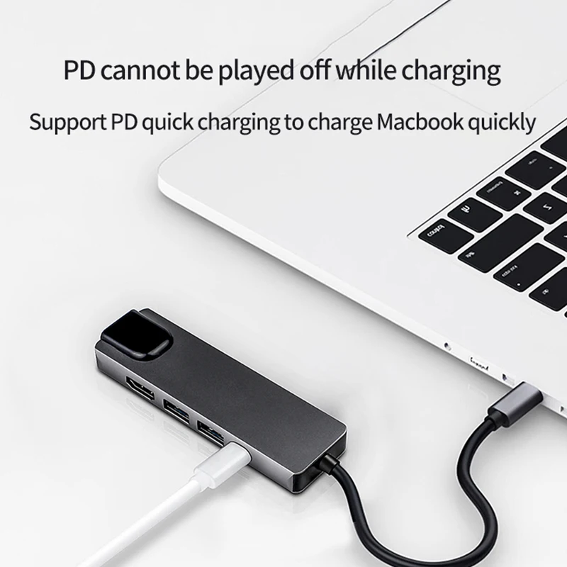5 в 1 Тип C док-станция адаптера 4K HDMI совместимых с USBC Gigabit Ethernet конвертер для MacBook