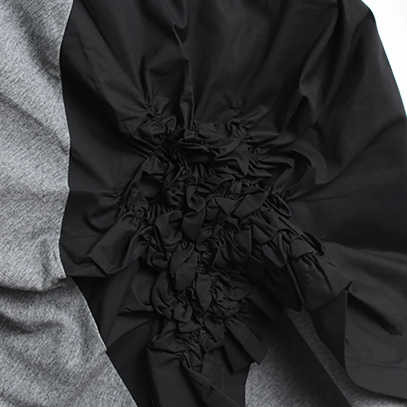 CHICEVER корейский стиль лоскутные женские рубашки с круглым вырезом и длинным