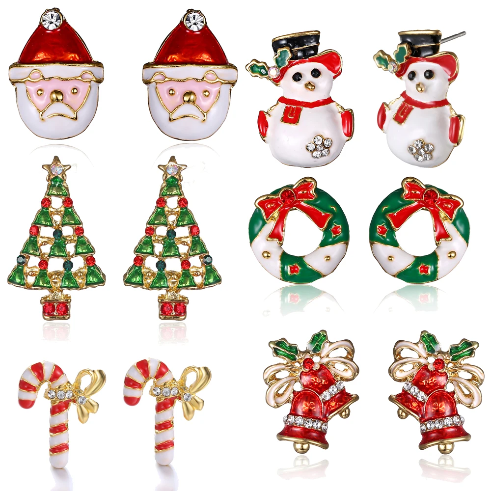 Рождественские серьги Колокольчик для елки костыль бант круг голова Санта