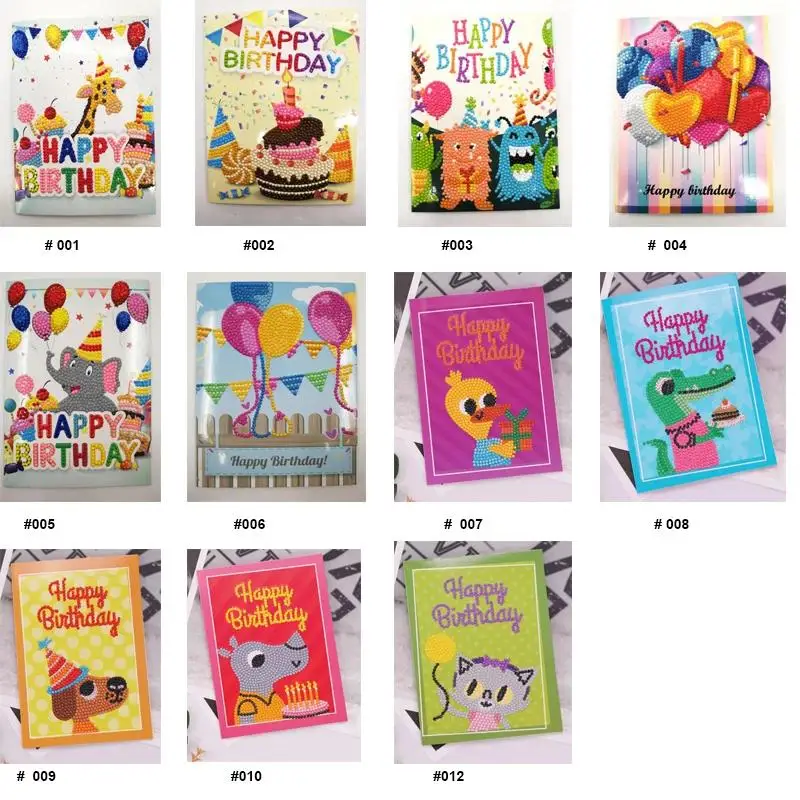 

5D DIY Diamond Painnting Happy Birthday Cards full round 5d greeting card diy painting kits diamond painting christmas cards