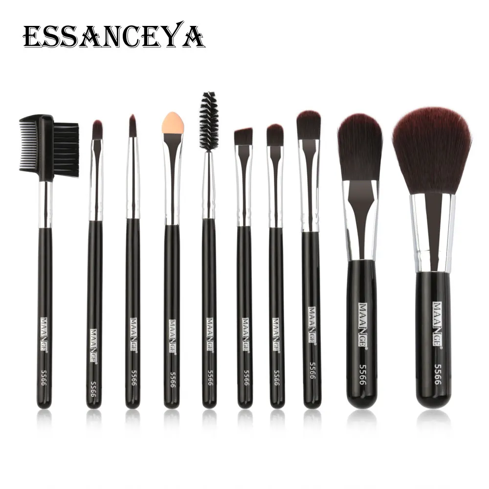 10 pcs ESSANCEYA профессиональные 22 шт. Косметические кисти для макияжа Набор румян тени Пудра основа для бровей Кисть для макияжа губ Maquiagem - Handle Color: 10 pcs
