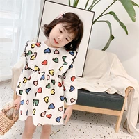 1 7t toddler kid baby girl clothes ruffle heart print dress elegant cute sweet dress high waist loose spring lovely outfit
