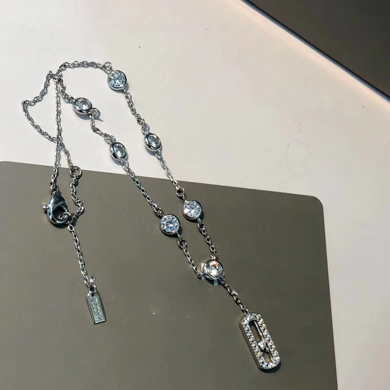 

Hot Brand Pure 925 Sterling Silver Jewelry for Women Beach Anklet Slide Stone Drop Pendant Anklet Move Stone Design Anklets Gift