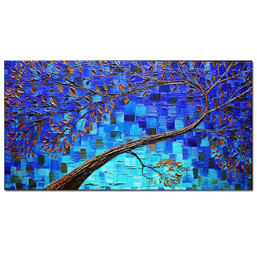 

New Design Rich Tree Picture Art Handmade Palette Knife Decorative Abstract Tree Oil Painting Unframed Wall Hangings Canvas Art