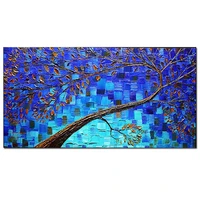 new design rich tree picture art handmade palette knife decorative abstract tree oil painting unframed wall hangings canvas art