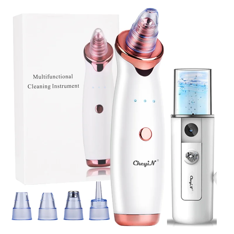 

Blackhead Remover Vacuum Suction Face Deep Nose Pore Cleaner Acne Pimple Removal Extractor + Nano Mister Sprayer Skin Care Tool