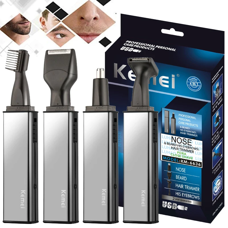 Rechargeable electric all in one hair trimmer for men beard stubble trimmer and shaver eyebrow trimmer nose ear grooming kit Re