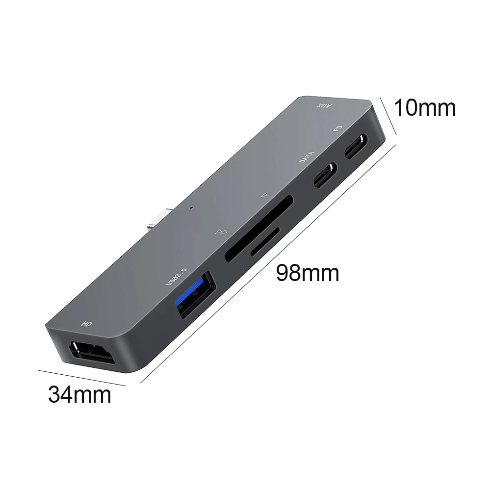 

USB 3.1 to 4K HDMI-Compatible Hub 7 in 1 Multi Splitter Adapter for iPad Pro USB Type C Hub Dock Station for TF Card Reader