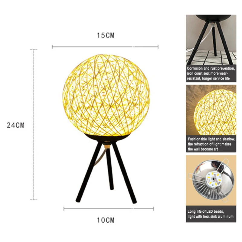 

Night Light Table Lamp Sepak Takraw Decoration USB for Study Bedroom Bedside F2