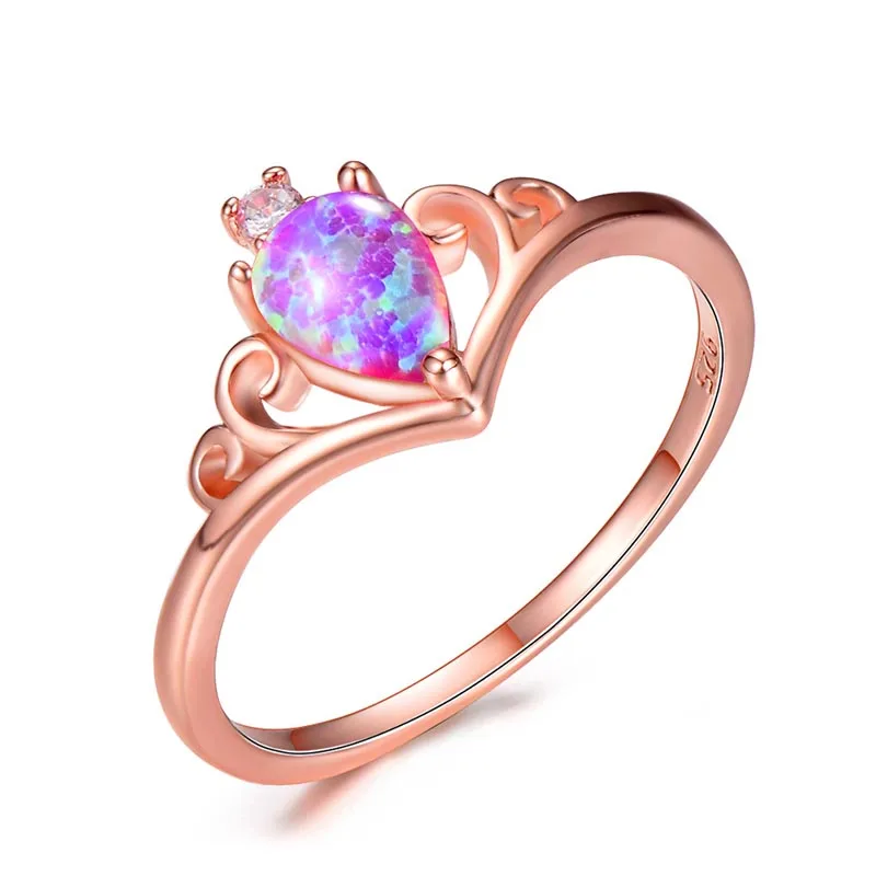 Bague Ringen женское серебро 925 ювелирные изделия капли воды из опала Корона драгоценный камень кольцо Свадьба Помолвка подарок на день Святого Валентина