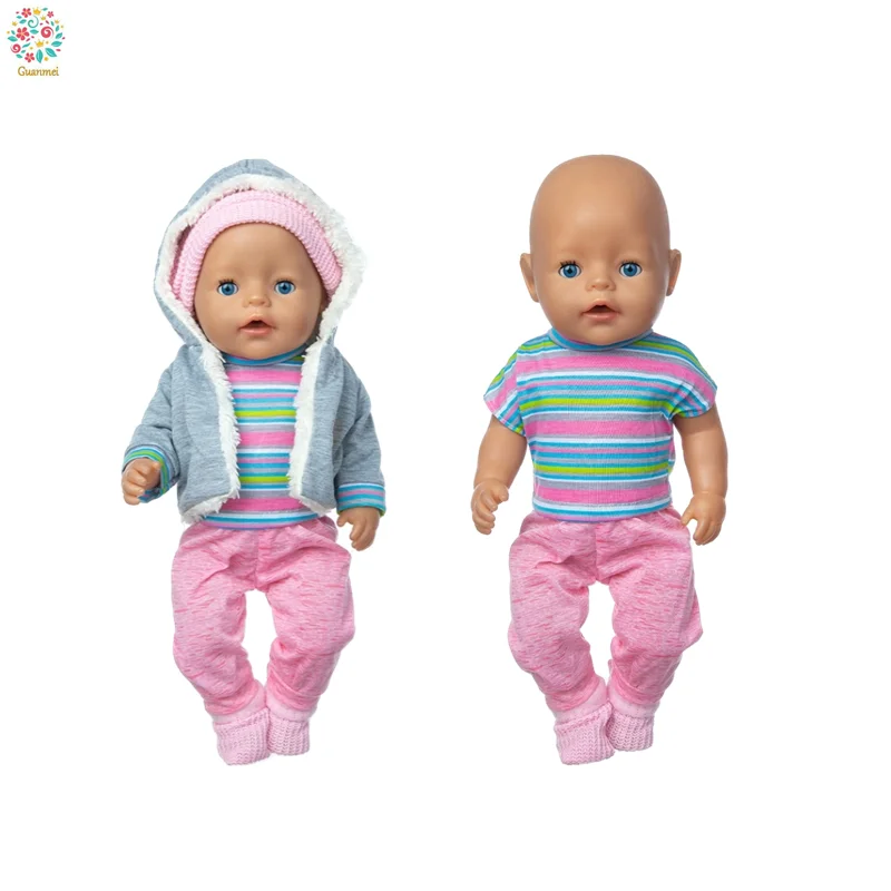 

Doll Clothes 4-piece Set of Plaid Hat One-piece Socks Fit 18 Inch 43 Cm Baby Doll Accessories Baby Birthday Gift
