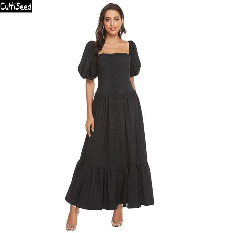 

Женское винтажное длинное платье с квадратным вырезом, без бретелек