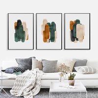 abstract geometric canvas painting posters prints minimalist green wall art pictures for living room home bedroom aisle studio