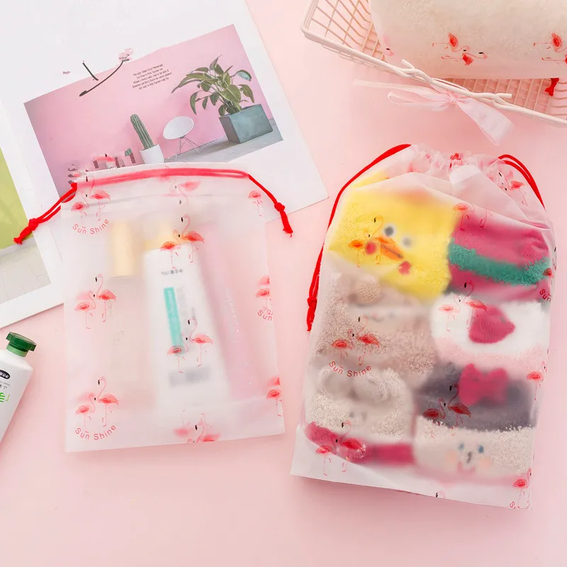 Женская дорожная прозрачная косметичка с фламинго чехол для макияжа органайзер