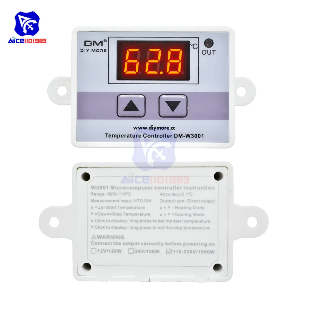 AC 220V Diymore DM-W3001, 220 В, 12 В, 24 В, 10 А светодиодный регулятор температуры для Arduino, крутой/тепловой переключатель с термостатом, датчик NTC - Цвет: AC 220V