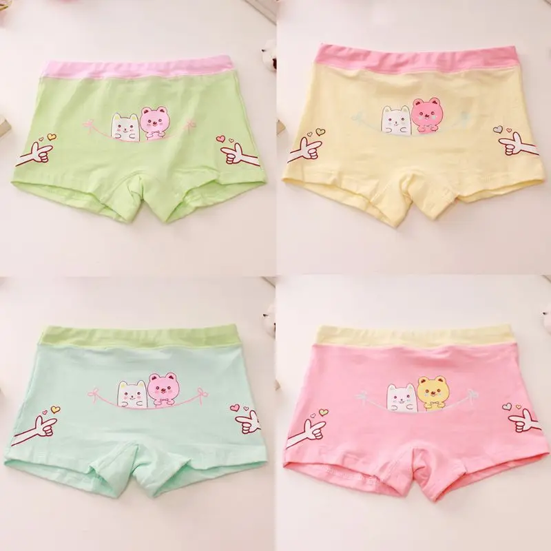 Детское хлопковое нижнее белье для девочек Трусы боксеры с рисунком медведя из
